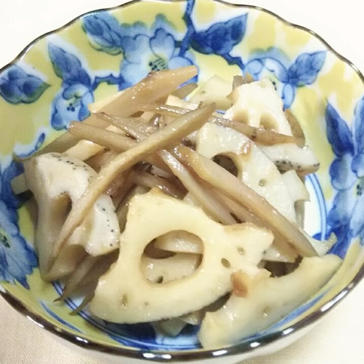 焼肉のたれで簡単！レンコンとゴボウの炒め物♪